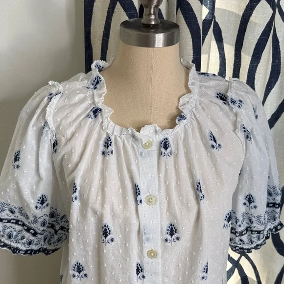 LOFT Border Floral Clip Pleated Blouse - Picture 5 of 11